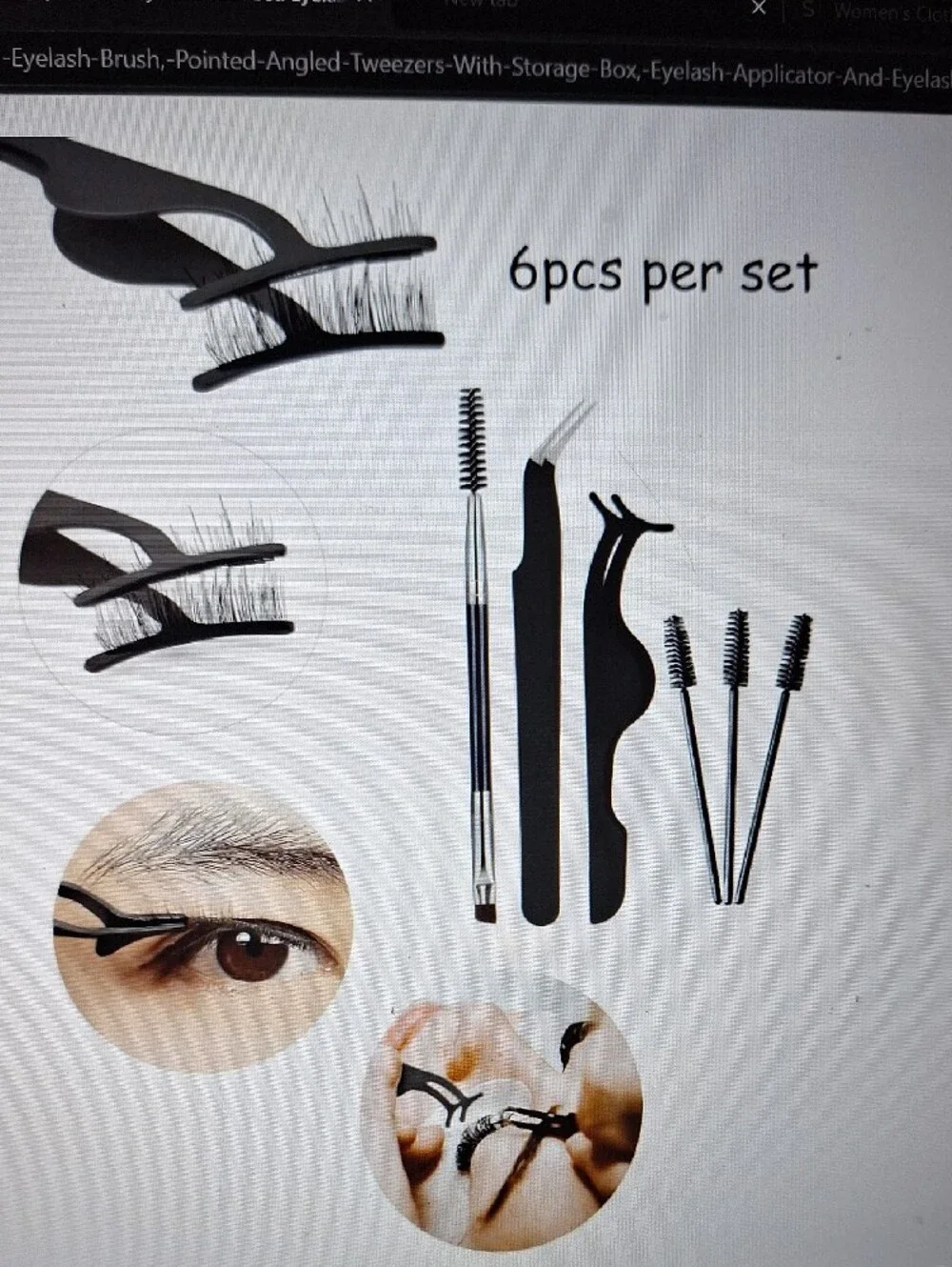 Eyelash Tool Kit with Black Tweezers & Applicators